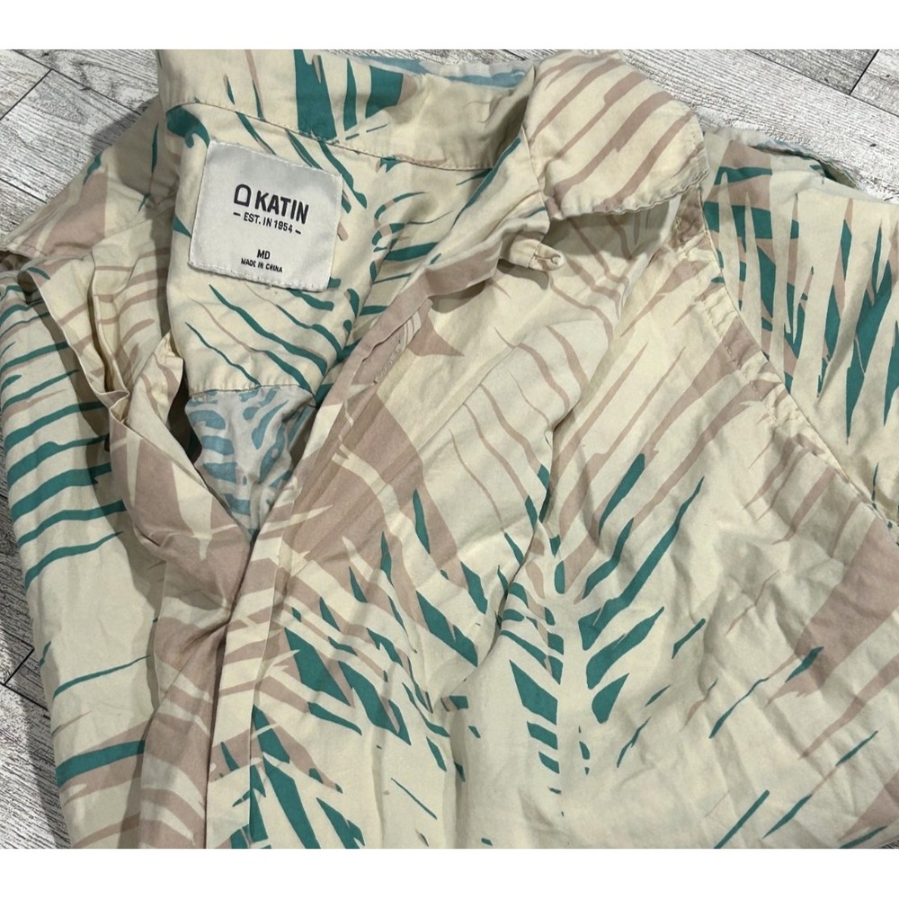 Katin‎ Shirt Mens Retro Abstract Button Up Beach Palm Casual Cotton MEDIUM